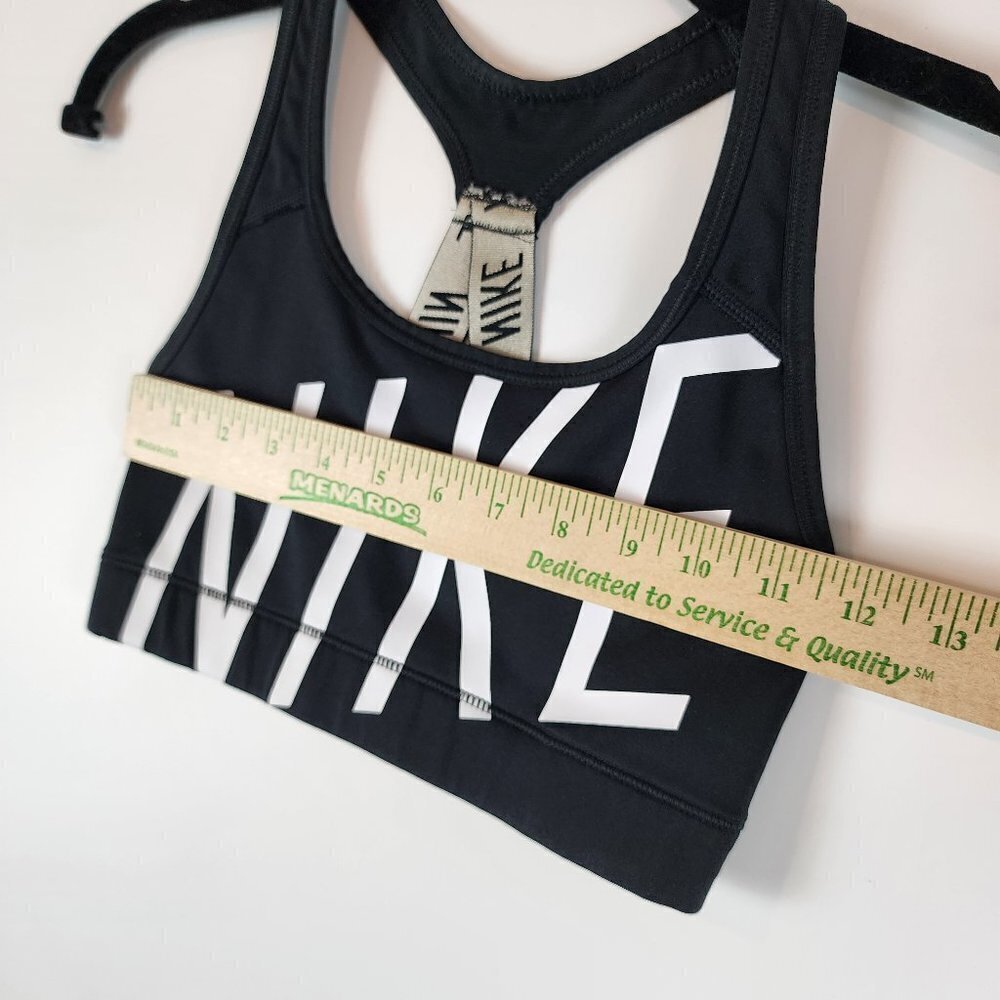 Nike Racerback Crisscross Strappy Sports Bra Black White LOGO Front sz XS - Picture 9 of 11